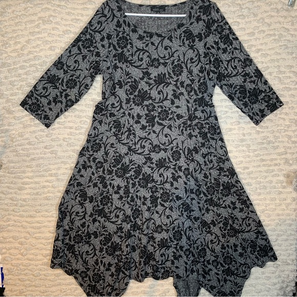 WOMENS 1X DRESS FLORAL STRETCHY ¾ SLEEVE FAIRY WHIMSIGOTH COTTAGE STRETCHY - Picture 1 of 15